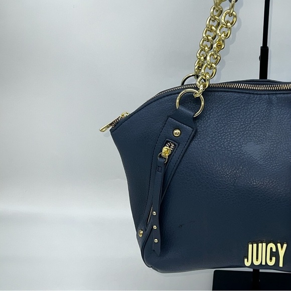 Juicy Couture Purse Navy Blue In Color With Juicy In‎ Gold Lettering On Front - Picture 6 of 12